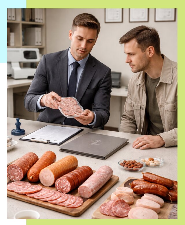 Сертификация колбасных изделий в Нальчике от 7772 р. | Алешин-Нль